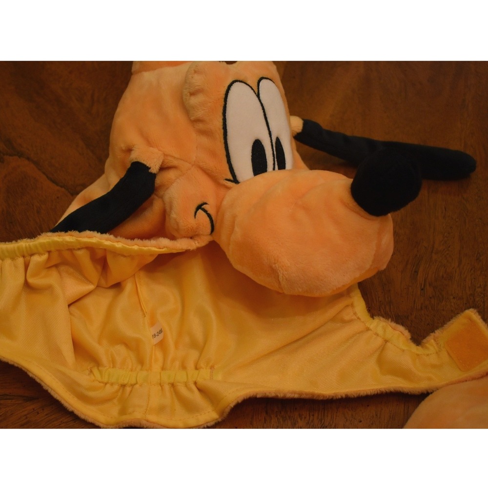 Disney Pluto Toddler Costume 18-24M Plush Bodysuit Hat Booties 3pc Set Orange